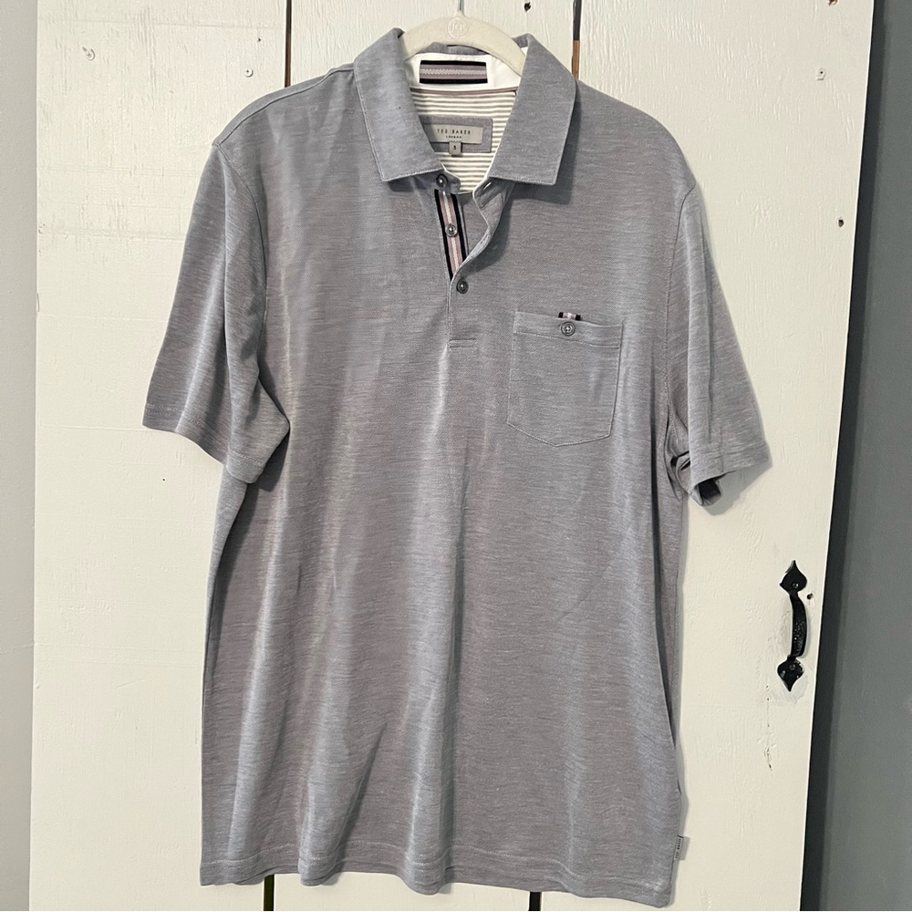 Ted Baker Gray Polo Shirt Classic Knit Design